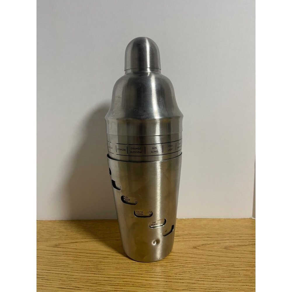 Stainless Steel Cocktail Recipe Shaker With Built In Strainer By Royal Household